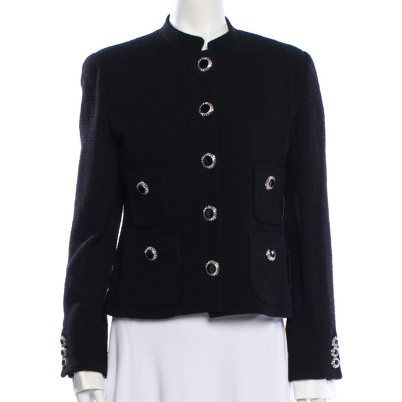 New Alessandra Rich Tailored Tweed Decorative Button Black Evening Jacket NWT - Picture 4 of 16